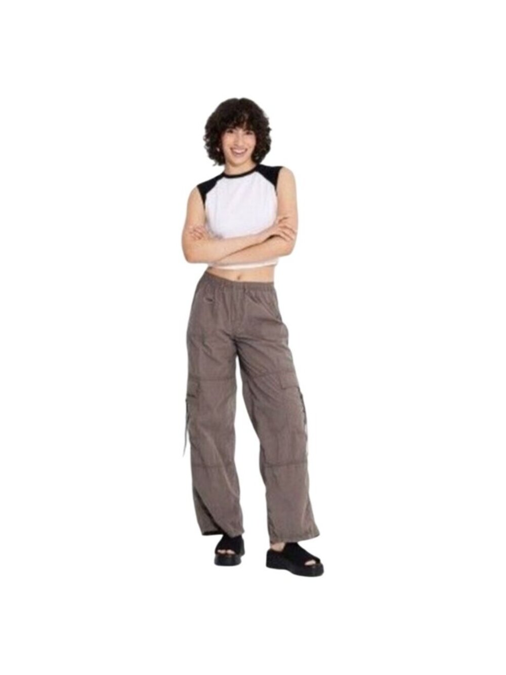 Wild Fable Womens Pewter Gray Cargo Pants XXL Elastic Waist With Pockets